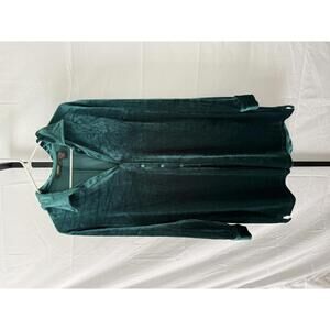Twiggy London Women's Long Sleeve Velvet Shirt Dress in Teal Green L